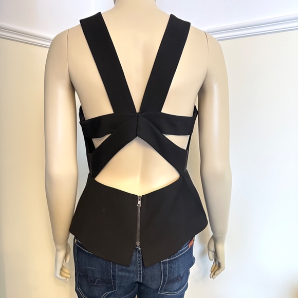 BCBG Maxazria Makenlee black cutout peplum top - Picture 8 of 14